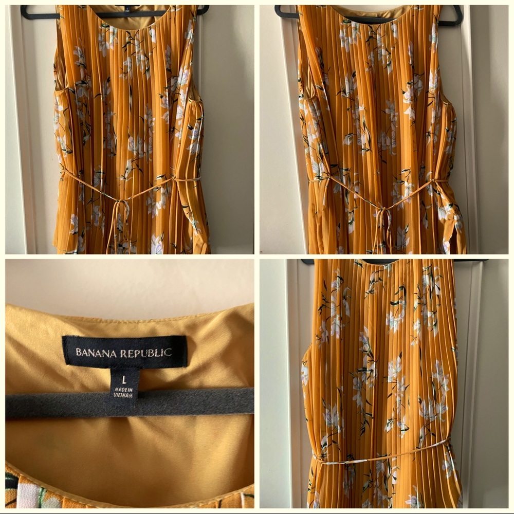 Banana Republic Floral Pleated Flowing Tank w/ Belt Tie